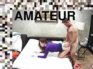 Young Amateur Couple Makes Hard Homemade Intense Action