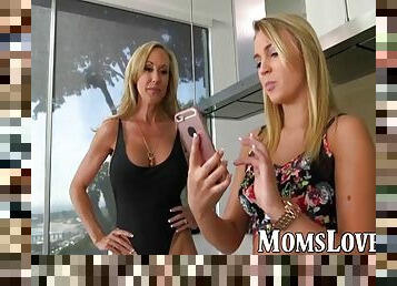 Hot milf brandi love bangs her kinky stepdaughter on sofa