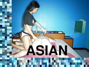Big cock Asian ladyboy Deedee massage included fucking customers asshole