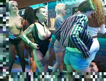 Big tits Tiffany dancing seductively in group party porn