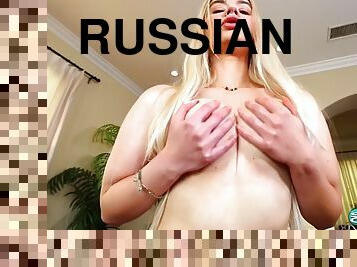 Russian blonde Anzhelika is back to give us a show with masturbation toys.