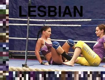 Bellina and Rihanna Samuel play lesbian games using a strap on