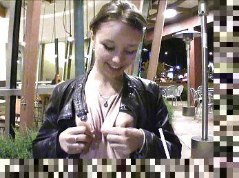 Public flashing and stripping with this super cute teen