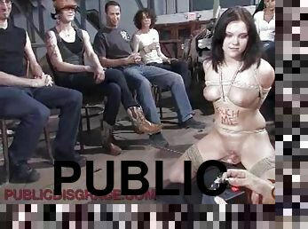 Provocative Brunette Shows How Much She Loves BDSM In Public