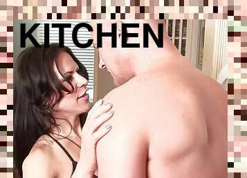 Tranny and her man sucking dick and fucking in the kitchen