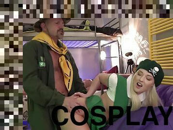 Three kinky cosplay babes gettin fucked good and proper