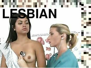 Super Hot Exotic Babe Lets Lesbian Nurse Finger Her Pussy and Ass