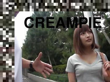 Creampie for his Asian sweet thing after drilling her good