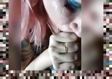 The Pink Hair Goth Semen Demon Throatgoat came to buy weed ended up sucking my black dick Pt2