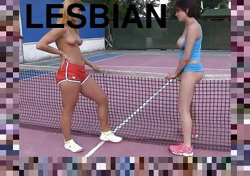 Babes play tennis before having a blast licking each other's cunts
