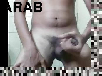 Big cock arab muslim cum with balls tight by elastic