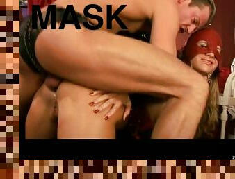 Blonde Jennifer Stone With a Leather Mask Gets Anal Sex and Facial