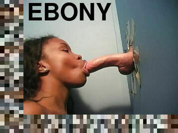 Horny ebony is loving a white dick in a gloryhole