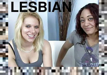 Seductive lesbian pornstars pussy licking wildly in reality interracial sex