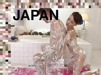 Delightful Japanese Wife Goes Takes A Soapy Bath With Her Man