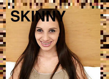 Skinny 18 yr old with braces sucks cock