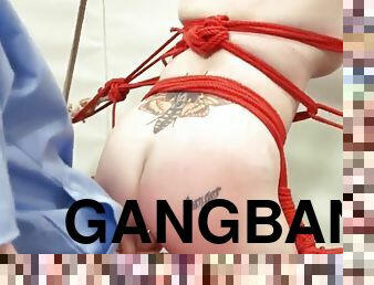 Extreme BDSM bum action in gangbang