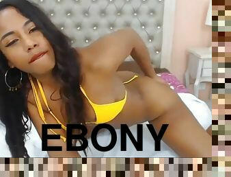 Ebony flashes tits