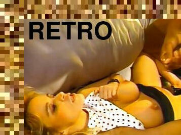 Lustful blonde sucks a BBC and takes it in her cunt in retro sex video