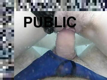 Flashing my dick in front of a girl in public pool and helps me and fuck - it's very risky caught P2
