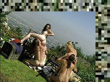 Dick craving Felecia joins her horny friends for an outdoor orgy