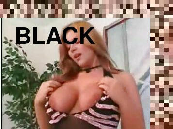 Sheer black lingerie on this big tits redhead