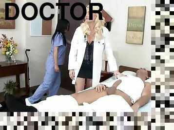 Blonde Doctor Wearing Stockings Deep Throats A Patient