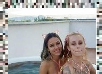 lesbians sucking in the rooftop pool / Gabi Conkey