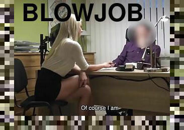 Loan4k. agent drills mouth, pussy, and asshole of blonde in
