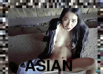 Cute Asian amateur teen girl gets pounded in abandoned building