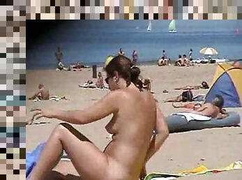 Checking out lots of hotties at nude beach
