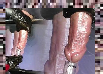 Reversal milking handjob with feedback. Close up! Perfectly ruined sperm sample.