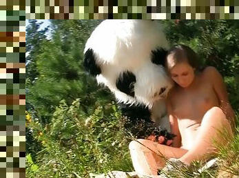 Hero Panda Saves a Bounded Teen and Fucks Her In the Wild