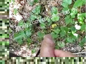 Cute daddy dick public pissing in front of his neighbor garden
