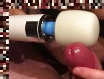 Milking Day - Magicwand tortured and ruined dick - precum dripping