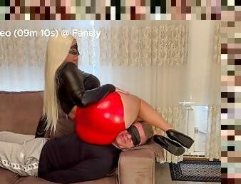 bbw, slave, føtter, mor, rumpe-butt, fetisj, latex, ansiktsitting