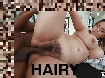 Hairy PAWG Crystal Chase gets pounded by huge ebony cock interracial sex