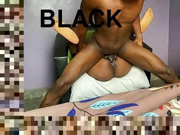 Style fuck with a very black active cock
