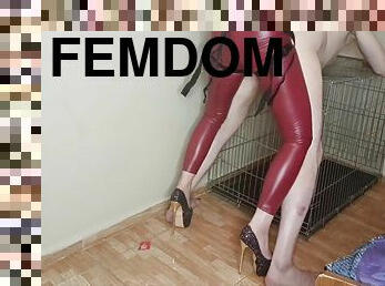 I Take My Personal Slave Out Of The Cage To Fuck Him In The Ass With A Strap-on