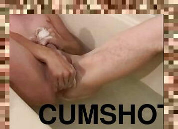 Fingering my asshole and jacking off in bathtub!