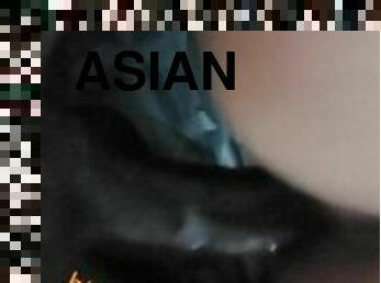 Creamy Asian on black dick