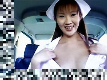 Cute Japanese chick Mari Yamada gives a blowjob in the car