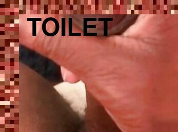 Jacking off on toilet