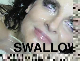 Premium Bukkake - Lola swallows 52 huge mouthful cum loads