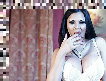 Naughty trophy wife Jasmine Jae in lingerie enjoys having wild sex