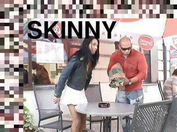 Wild brunette with a skinny body enjoying a hardcore fuck in public