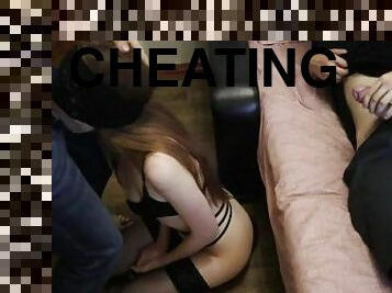CHEATING IN FRONT OF HER HUSBAND - SHE SUCKED A STRANGER'S COCK AND TRIED THE SPERM
