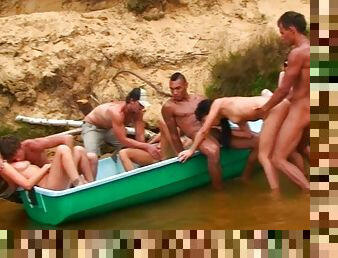 Outdoor Orgy With Horny Teens In Summer Vacation