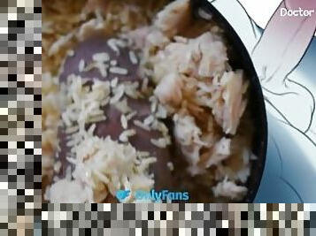 MY COCK FUCKING A BOWL OF TUNA AND RICE!!!