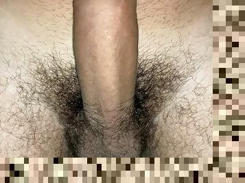 loud moaning hairy guy masturbating and cumming on stomach